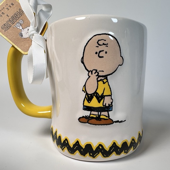 Ceramic Mug Rae Dunn Peanuts  SNOOPY  WOODSTOCK Best Friends 3D 18oz 2 Sided NEW - Picture 1 of 7